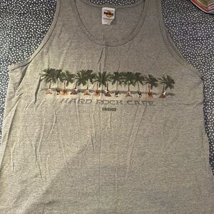 Hard Rock Cafe Gray Tank Top with Palm Design